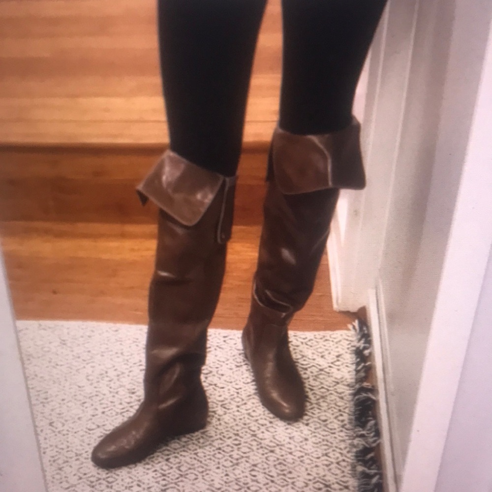 Brown Leather Knee-High Boots